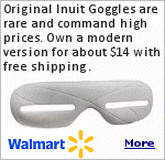 Replica Inuit Snow Googles made of plastic and available by free mail from Walmart.